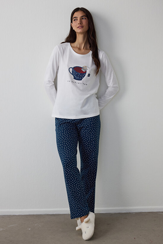 Koyu Petrol Rengi Activitea Pantolon Pijama Takımı - 1