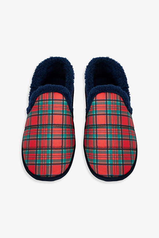 Lacivert Erkek Kareli Ev Patiği - 1