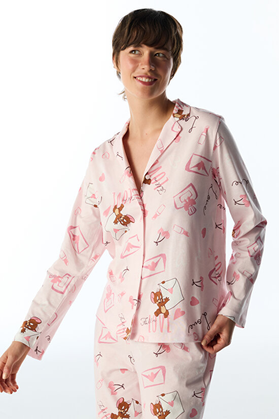 Lila Happiness Ayı Desenli Uzun Kollu Gömlek Pantolon Pijama Takımı - 3