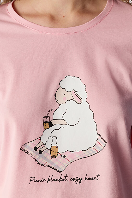 Pembe Rahat Kalp Uzun Kollu Pantolon Pijama Takımı - 3