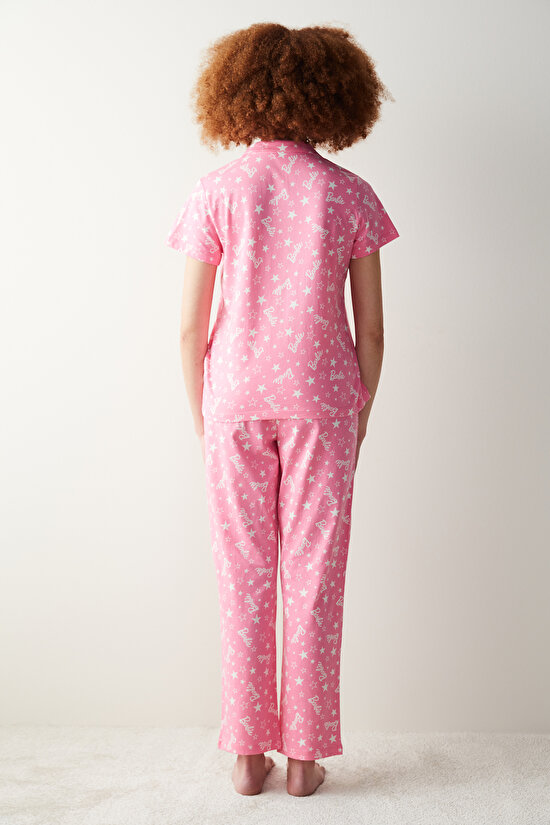 Barbie Pembe Gömlek Pijama Takımı - 3