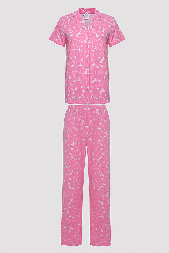 Barbie Pembe Gömlek Pijama Takımı - 4