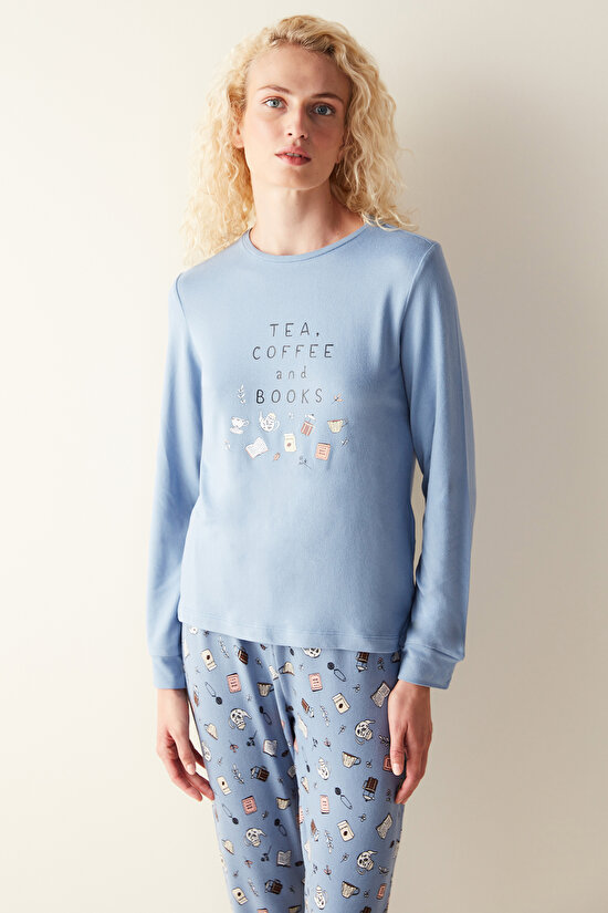 Coffee Termal Mavi Pijama Takımı - 3