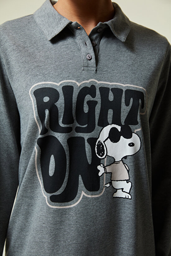 Snoopy Right On Baskılı Gecelik - 2