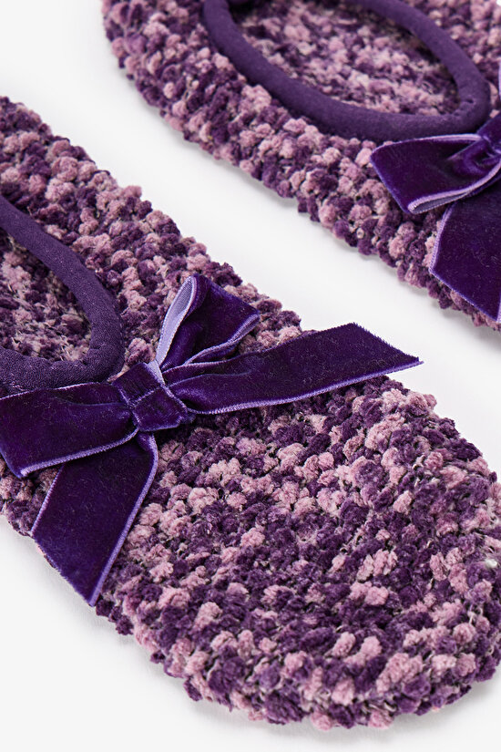Purple Cute Bow Detail Slipper Socks - 3