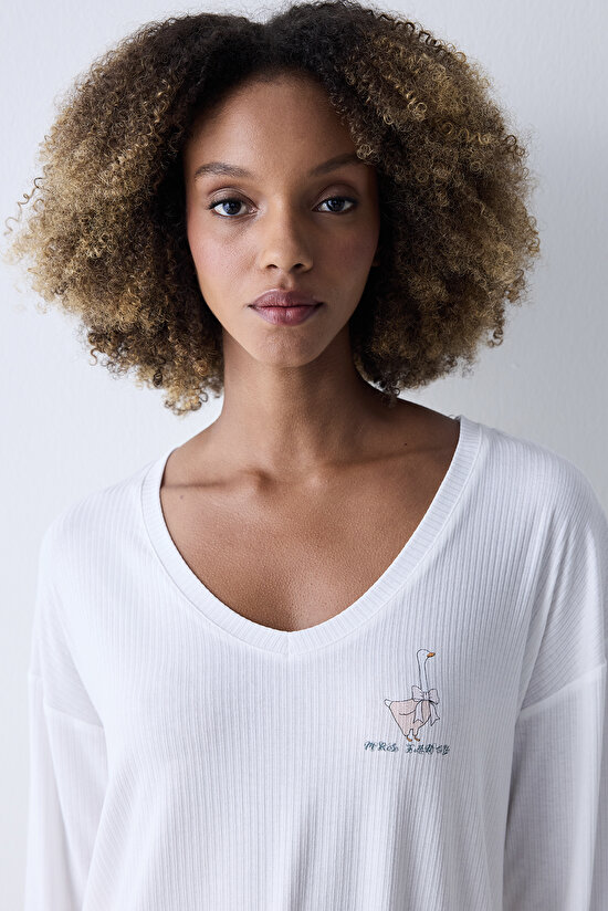 Dreamy White Tshirt PJ Top - 3