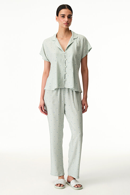 Light Green Serenity Shirt & Pants Pajama Set - 4