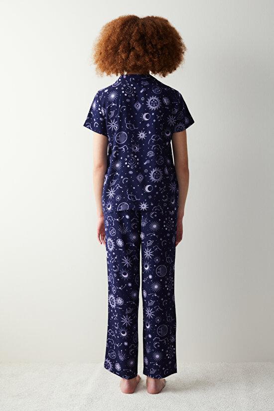 Zodiac Printed Shirt Pants Pyjamas Set - 5