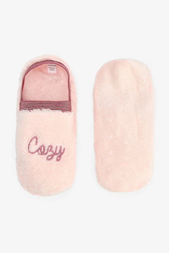 Açık Pembe Star Cozy Sloganlı Nakış Detaylı Ev Çetiği - 4