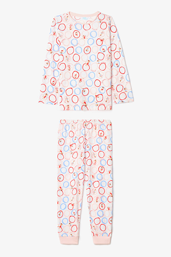 Kız Çocuk Dancer Baskılı Pamuklu Uzun Kollu 2'li Pijama Takımı - 5