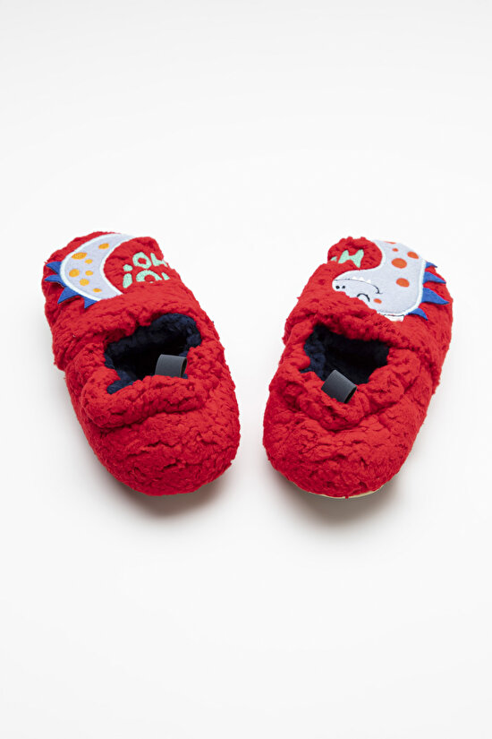 Kırmızı Erkek Çocuk Dinozor Baskılı Patik Çorap - 2