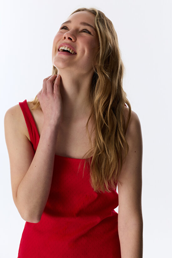 Kırmızı Camille Pointel Pamuklu Şortlu Pijama Takımı - 2