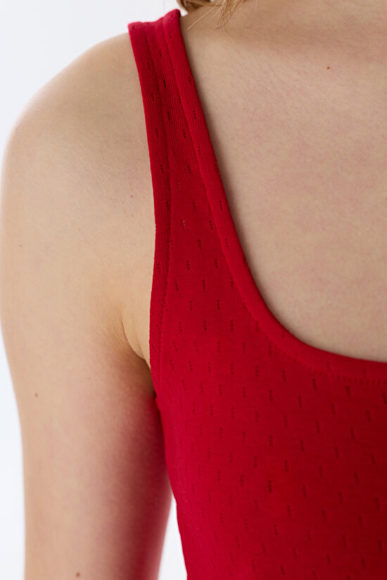 Kırmızı Camille Pointel Pamuklu Şortlu Pijama Takımı - 3