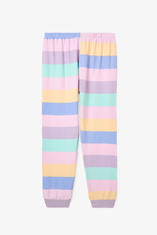 Pink Girls Striped Pajama Set - 3
