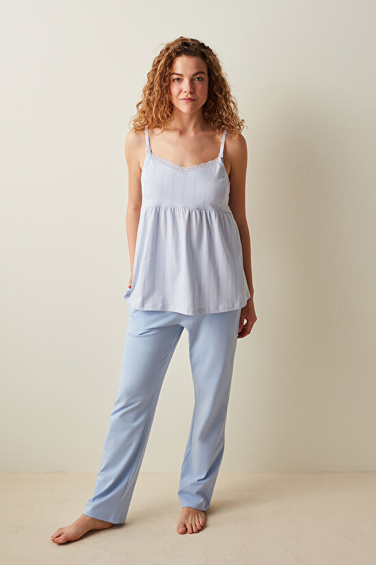 Penti Mama Blue Stripes Atlet Pijama Üstü - 5