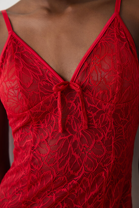 Red Lacy Night Dress - 3