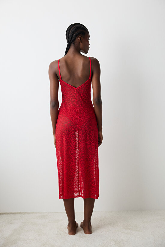 Red Lacy Night Dress - 4