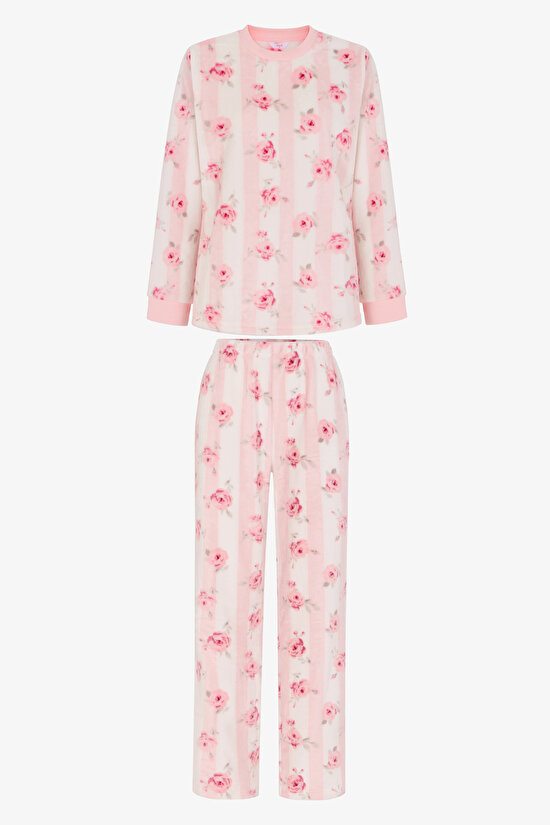 Pink Floral Garden Pantolon Long Sleeve Pyjama Set - 1