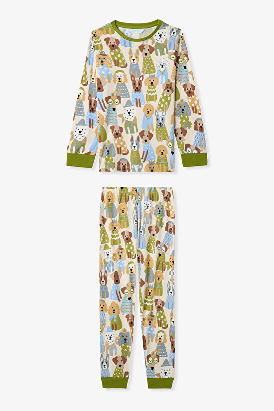 Yağ Yeşili Erkek Çocuk Runner Dog 2'li Pijama Takımı - 5