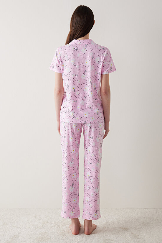 Flora Pembe Gömlek Pantolon Pijama Takımı - 5
