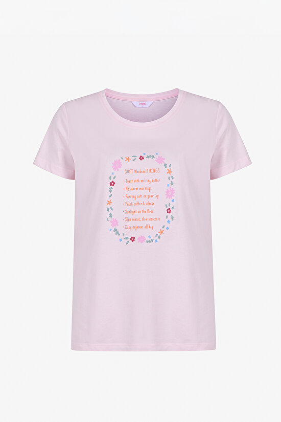 Pembe Weekends Pamuklu Pantolon Pijama Takımı - 2