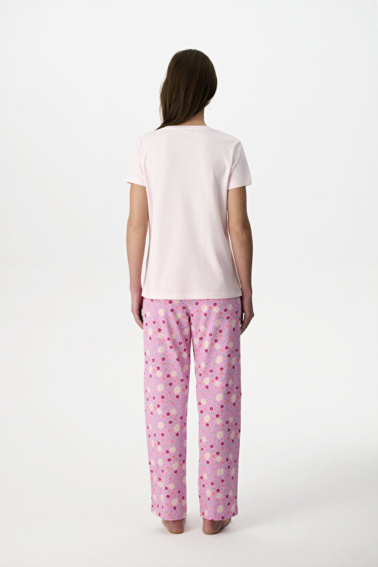 Pembe Weekends Pamuklu Pantolon Pijama Takımı - 5