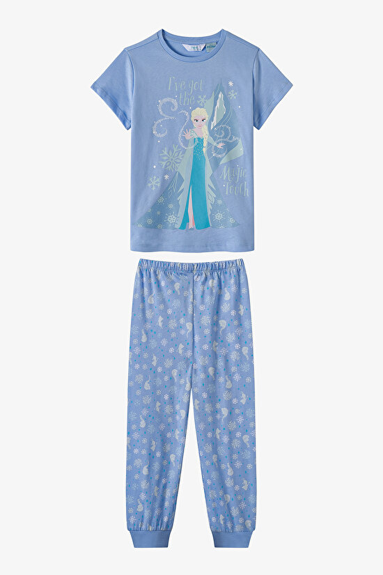 Mavi Kız Çocuk Lic Erkek Çocuk Frozen Pamuklu Pijama Takımı - 1
