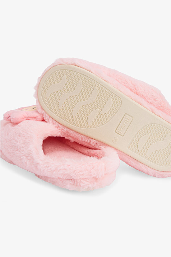 Açık Pembe Happy Flower 3D Çiçek Nakışlı Ev Patiği - 4