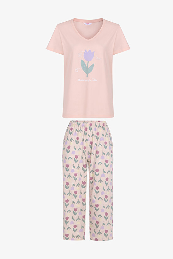 Colorful Tulips Capri Pajama Set - 1