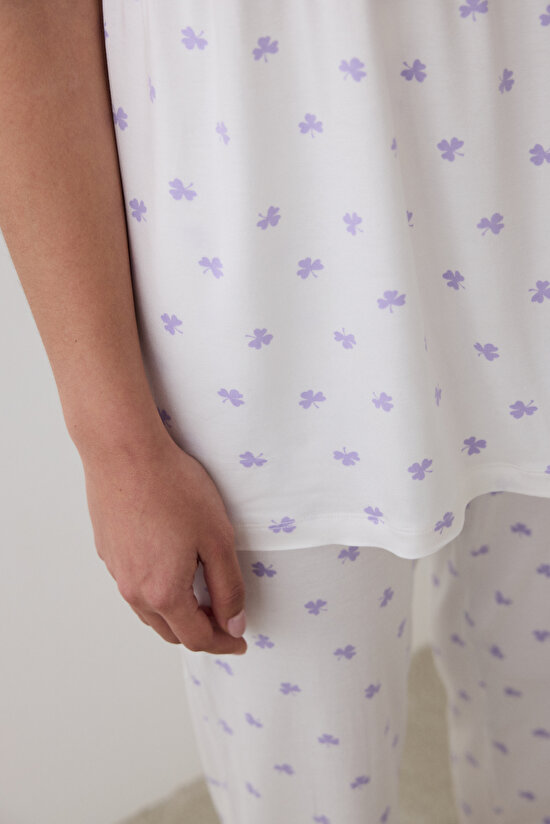 Lana Printed Pantolon Kırık Beyaz Pijama Takımı Lana Printed Pantolon Kırık Beyaz Pijama Takımı - 3