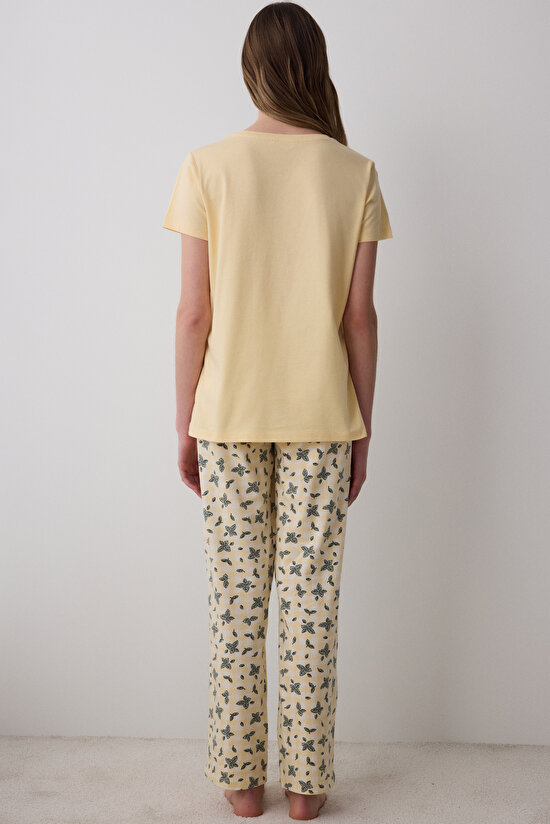 Pesto Sarı Pantolon Pijama Takımı - 3
