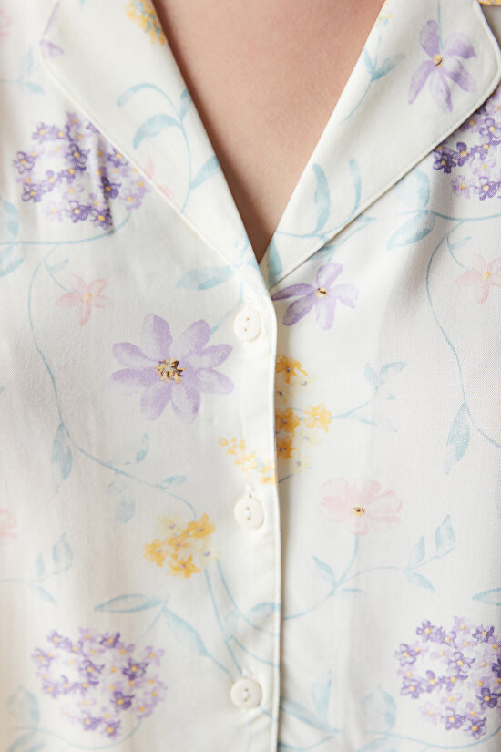 Spring Dream Beyaz Gömlek Şort Pijama Takımı - 3