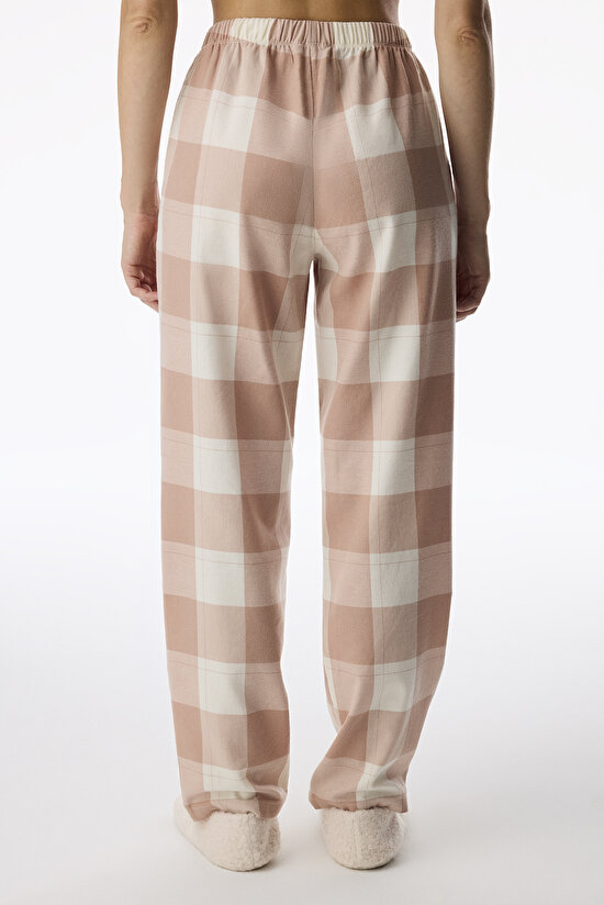 Bej Quinn Checked Flanel Ekoseli Pijama Altı - 2