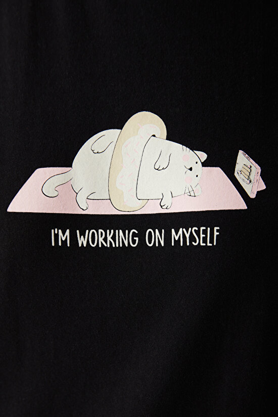 Myself Siyah Pantolon Pijama Takımı - 4