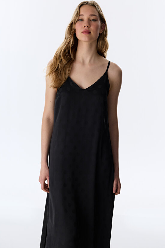 Siyah Lilah Saten Gecelik - 2