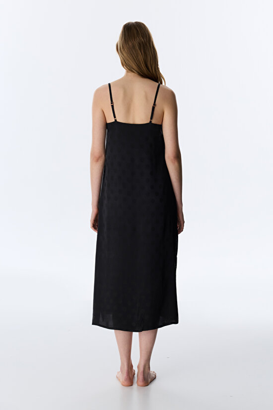 Siyah Lilah Saten Gecelik - 4