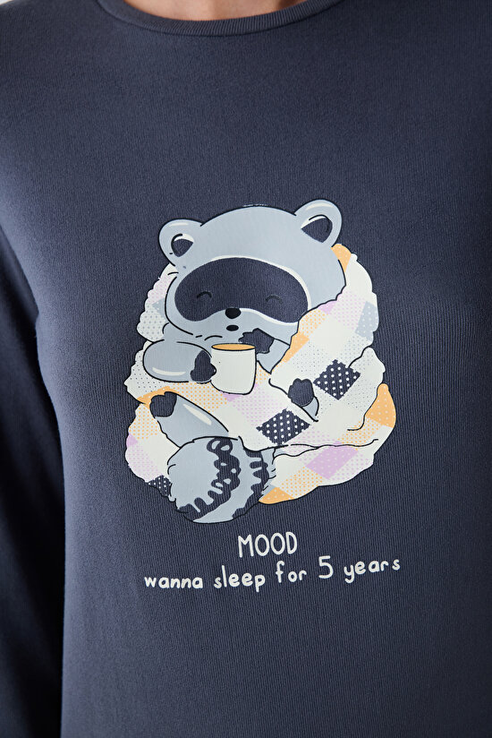 Sleep Mood  Gri Tişört Pijama Üstü - 3