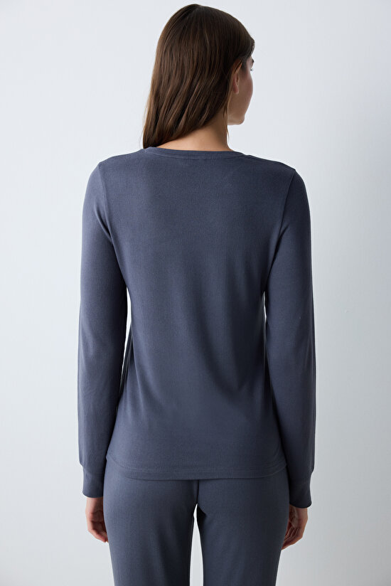 Sleep Mood  Gri Tişört Pijama Üstü - 4