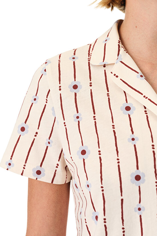 Renkli Floral Bliss Pamuklu Gömlek Pantolon Pijama Takımı - 2