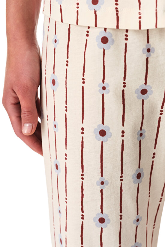 Renkli Floral Bliss Pamuklu Gömlek Pantolon Pijama Takımı - 3
