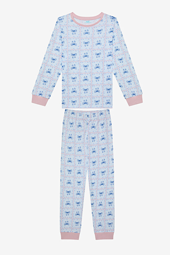Kız Çocuk Bow & Rose Pamuklu 2li Çok Renkli Pijama Takımı - 5