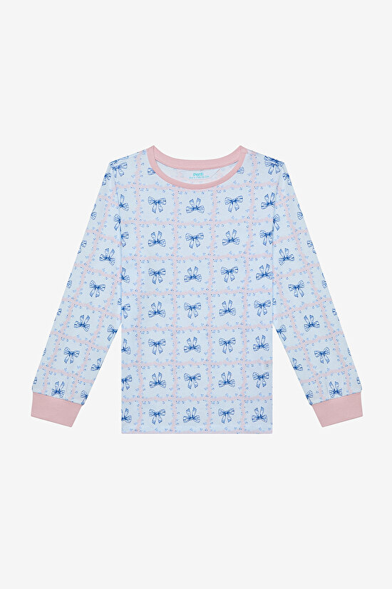 Kız Çocuk Bow & Rose Pamuklu 2li Çok Renkli Pijama Takımı - 6