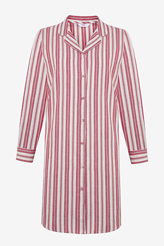 Aria Striped Shirt Red Night Dress - 4