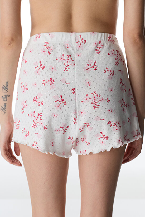 Pink Blossom Pointel Shorts Pajama Bottom - 2