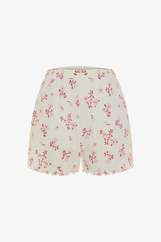 Pink Blossom Pointel Shorts Pajama Bottom - 4