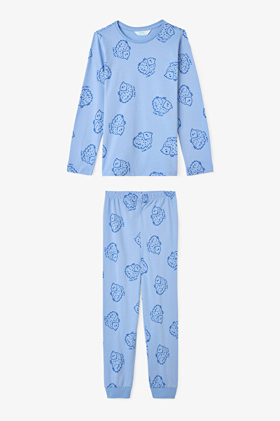 Erkek Çocuk Kirpi Desenli 2'li Pamuklu Pijama Takımı - 5