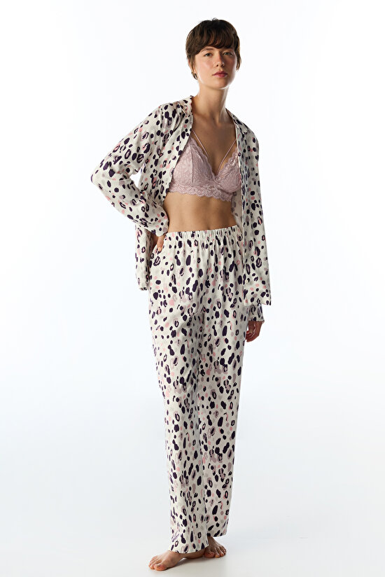 Midnight Mood Animal Print Long Sleeve Shirt & Trouser Pyjama Set - 2