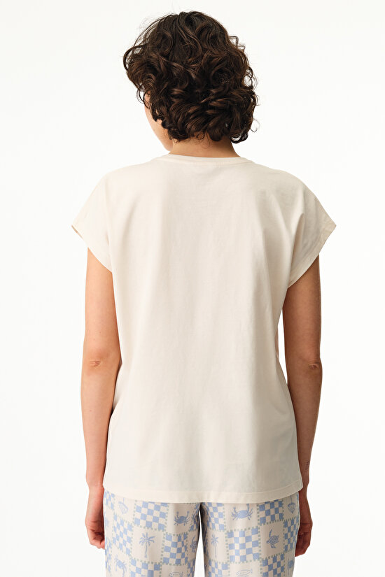 Beige Sun Kissed T-Shirt Pajama Top - 3