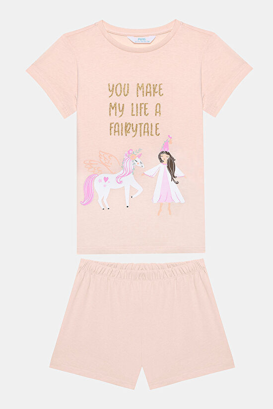 Kız Çocuk Sparkle Pamuklu 2li Çok Renkli Pijama Takımı - 3