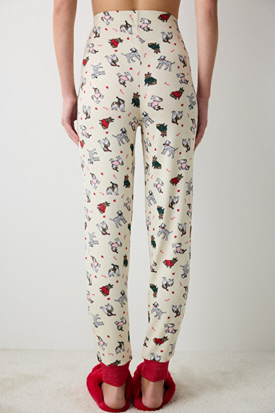 Woofmas Ecru Pant Pijama Bottom - 3